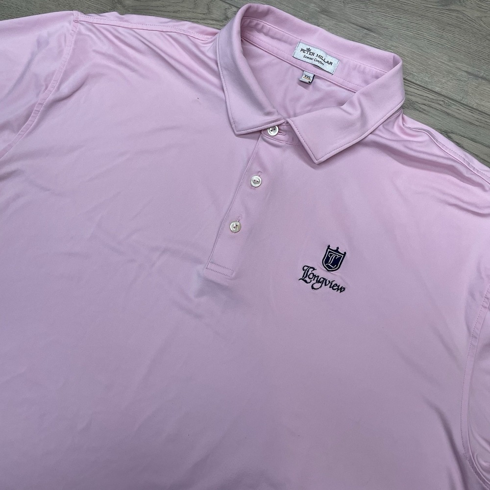 Peter Millar Summer Comfort Solid Pink Golf Polo Men Sz XXL Longview Golf Preppy